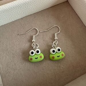 Handcrafted Earrings, Cute Frog Resin Charms